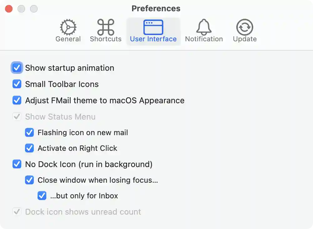 Preferences tab 3